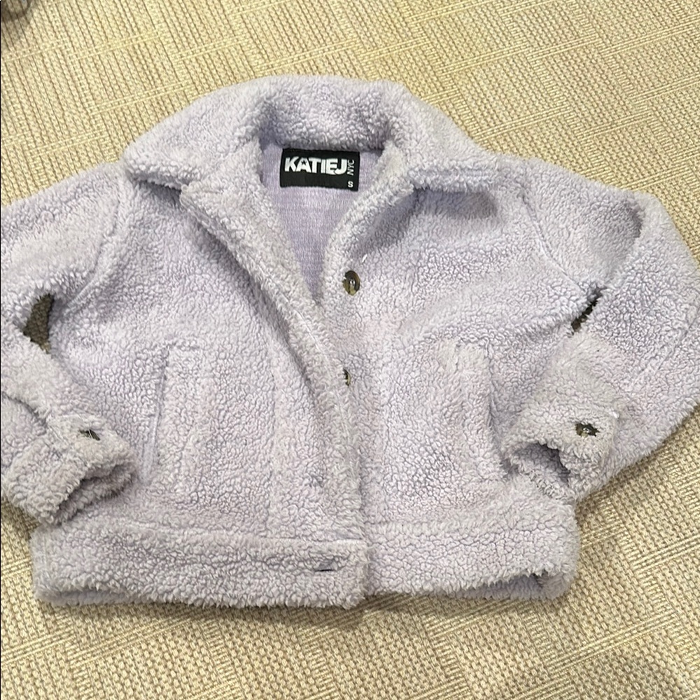 Katie J NYC Purple Puffer Jacket with Plush Texture